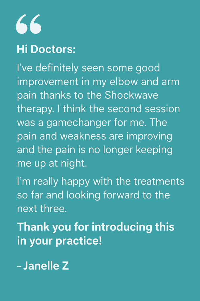 Elbow pain relief from shockwave treatment
